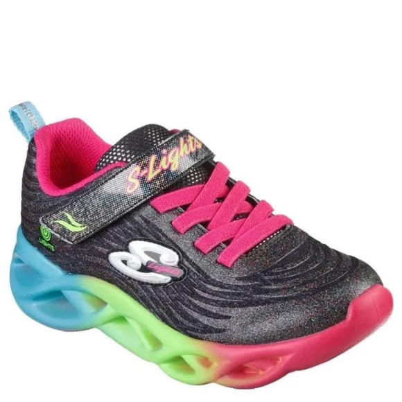 BRAND NEW girl youth skechers color radiant velcro shoes size 2Y (lights up) - Picture 1 of 10